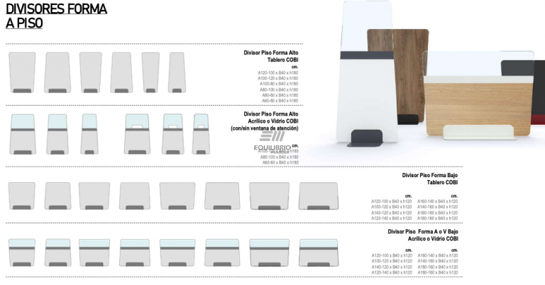 : DIVISORES FORMA "A" o "V" A PISO :: Equilibrio Modular - Amplio catalogo en muebles y mobiliario de oficina para todo Mexico.